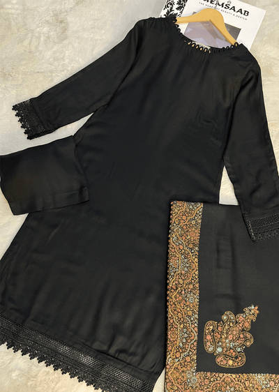 SMR3111 - Black wool winter suit Suit - Memsaab Online