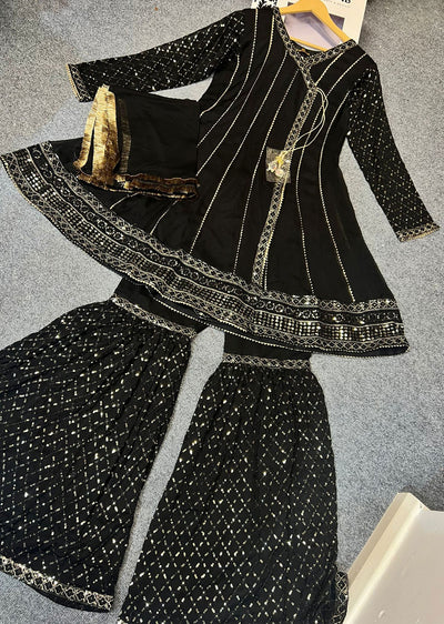SUL-401 Agrakha - Black Readymade Pret Suit - Memsaab Online