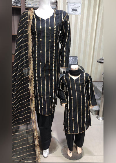 BP1205 Black Mummy & Me Linen Suit - Memsaab Online