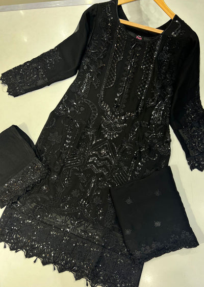 BP1103 Black Readymade Chiffon Suit - Memsaab Online