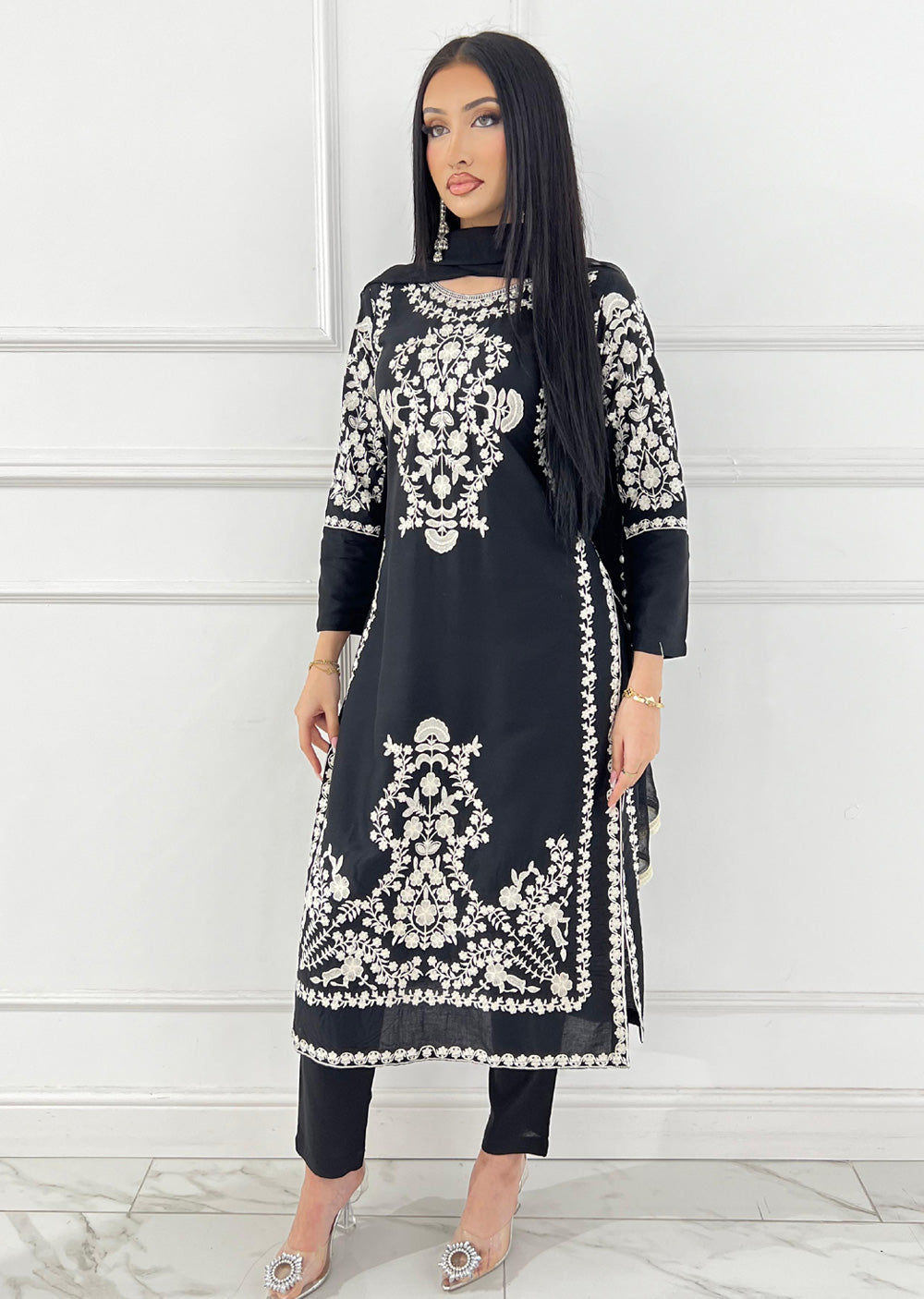 HK280 - Zareen - Black Linen Outfit - Memsaab Online