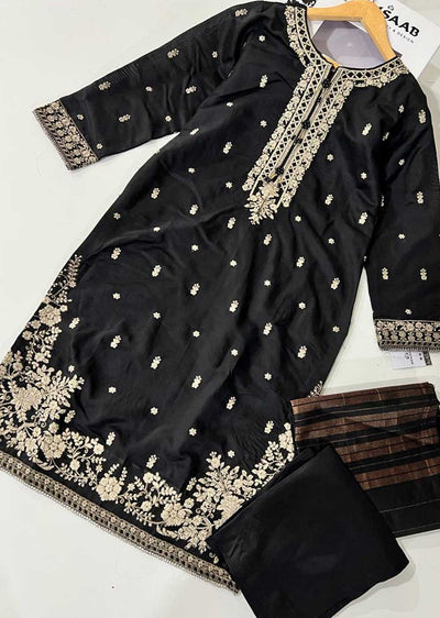 KLD314 / KLD1009 Dinah - Black Readymade Khadi Net Suit - Memsaab Online