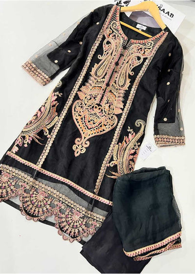 KLD327 Seba - Black Readymade Organza suit - Memsaab Online