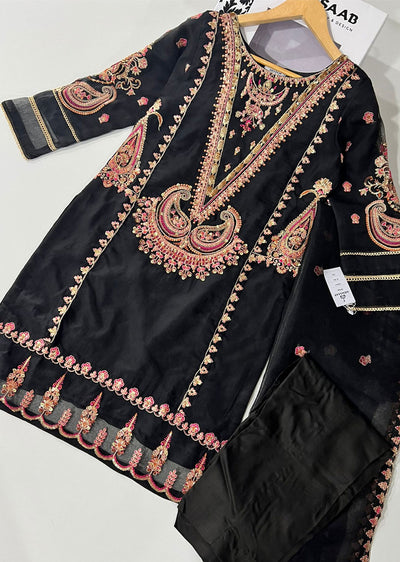 KLD320 Kaif - Black Readymade Organza Suit - Memsaab Online