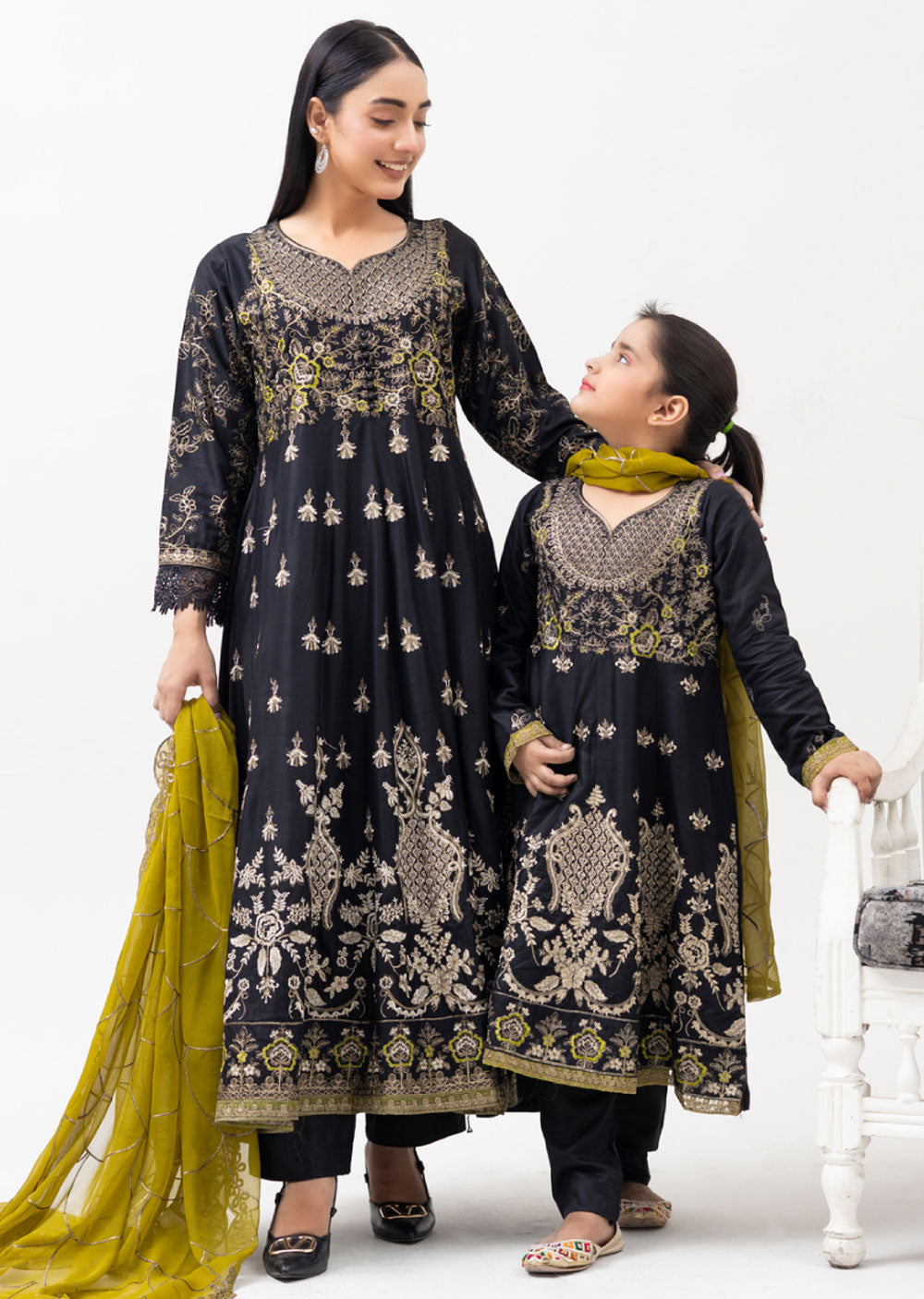 RGZ4019 Readymade Black Linen Dress Mummy and Me - Memsaab Online