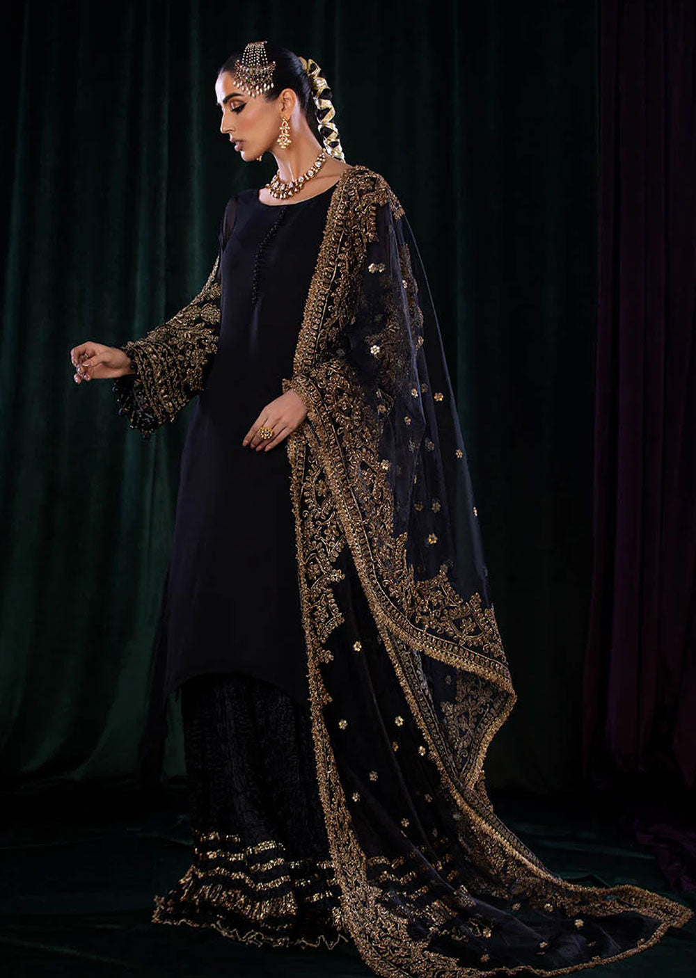 P-255- Black - Readymade - Khuda Baksh Creations 2024 - Memsaab Online