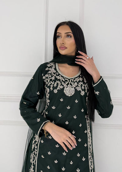 RH2105 Reha -Green Fancy Net Outfit - Memsaab Online