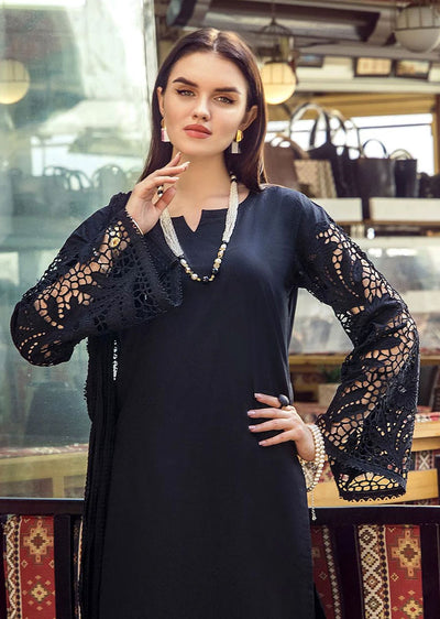 F-132- Black - Readymade - Basics by Khuda Baksh Creations 2024 - Memsaab Online