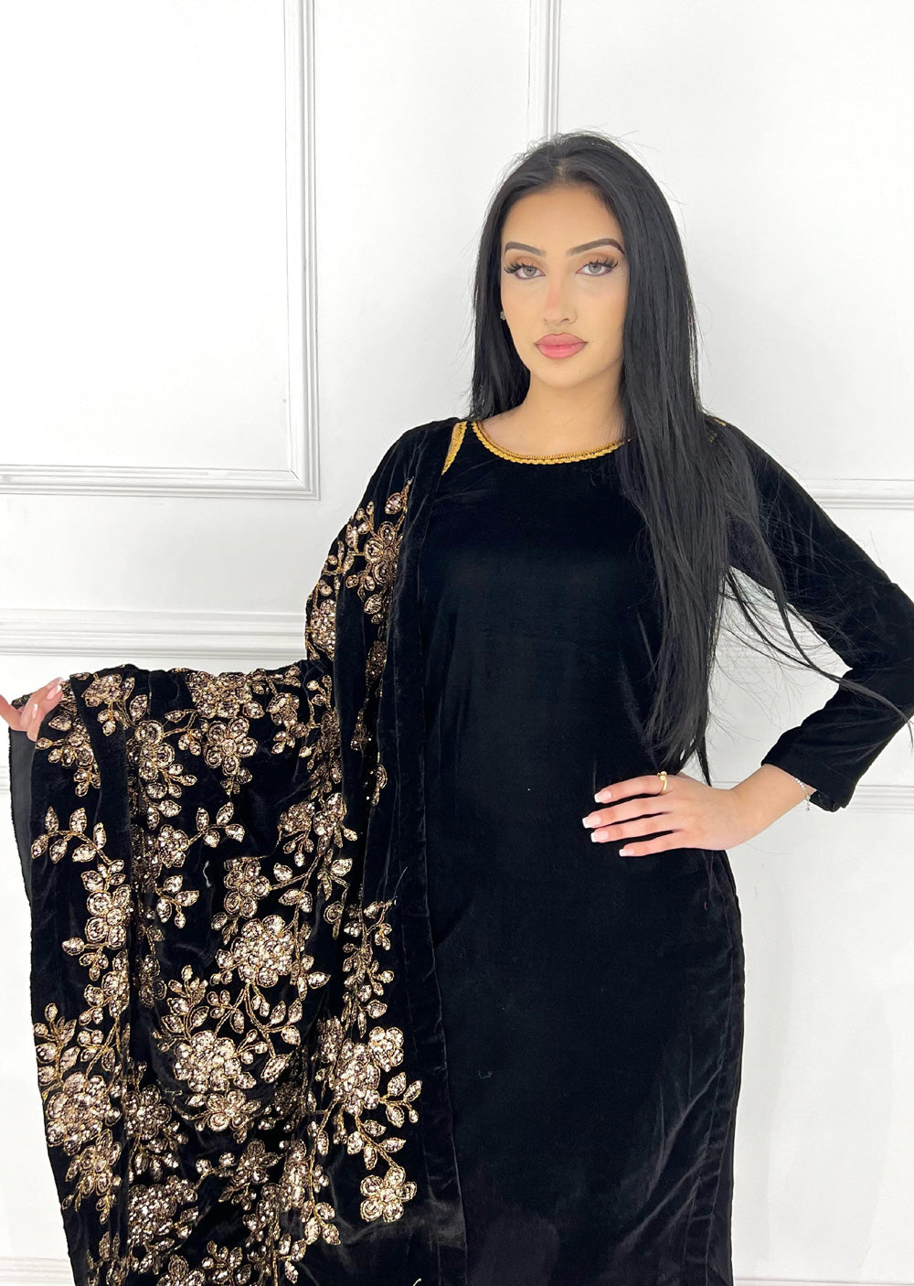 ASBC-02 - Black - Readymade Asma Winter Velvet Suit 2025 - Memsaab Online