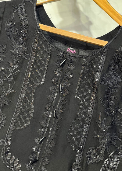 BP1103 Black Readymade Chiffon Suit - Memsaab Online