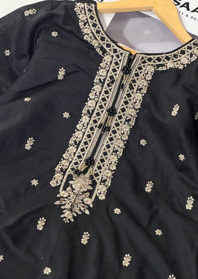 KLD314 / KLD1009 Dinah - Black Readymade Khadi Net Suit - Memsaab Online