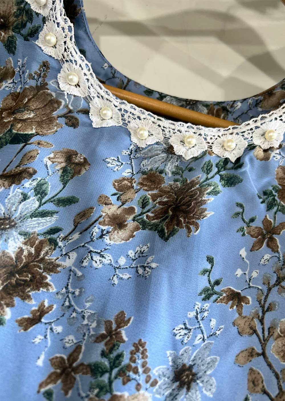 ASF9001 Aysha Readymade Blue Printed Gown - Memsaab Online