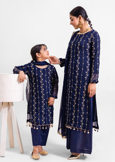 RGZ3001 Readymade Navy Mummy & Me Chiffon Suit - Memsaab Online