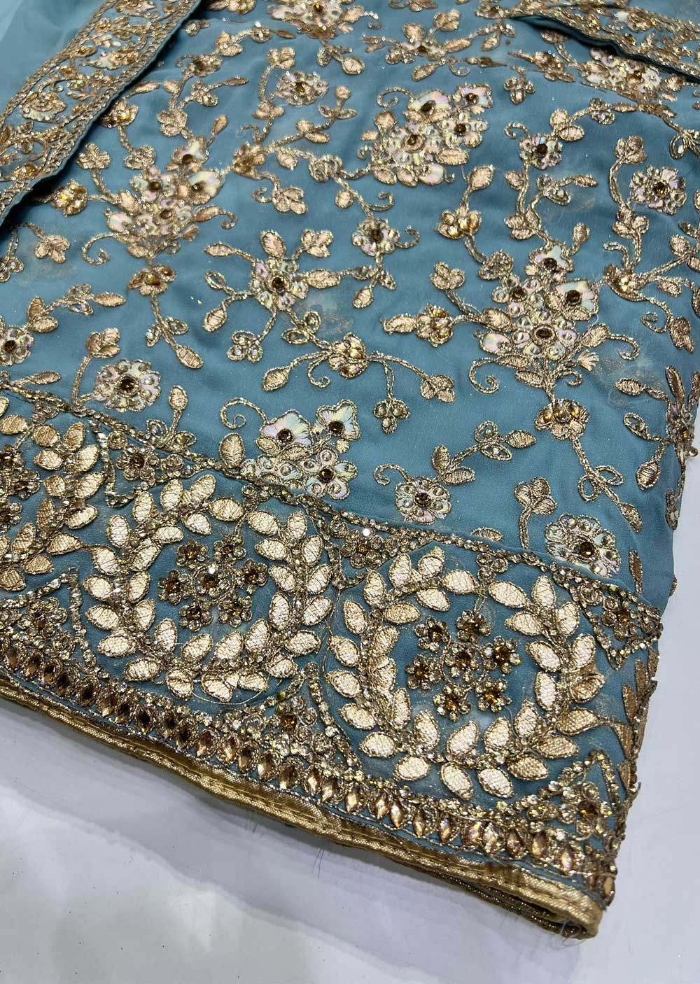 OP4258 Blue Unstitched Fancy Georgette Suit - Memsaab Online