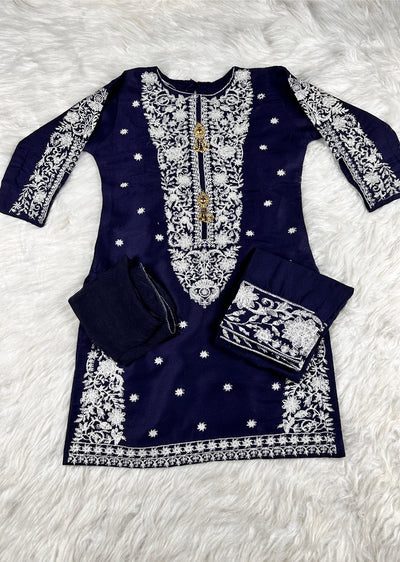 HK271 Jabeen - Navy Linen Oufit - Memsaab Online