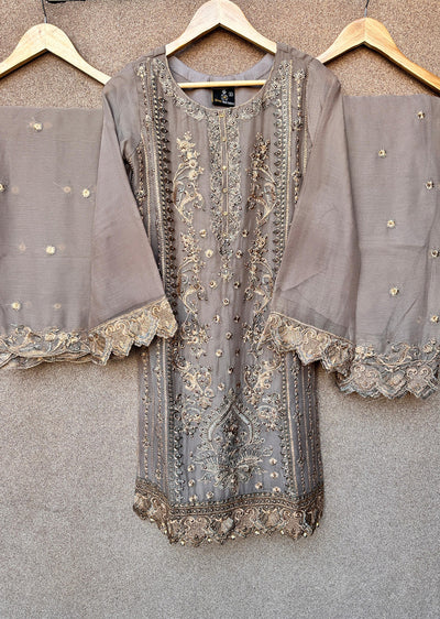 UJK-02 - Brown - Readymade - Florine Chiffon Suit 2025 - Memsaab Online