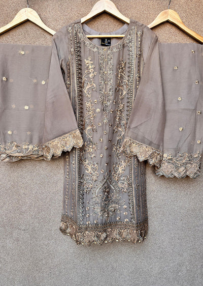 UJK-02 - Brown - Readymade - Florine Chiffon Suit 2025 - Memsaab Online