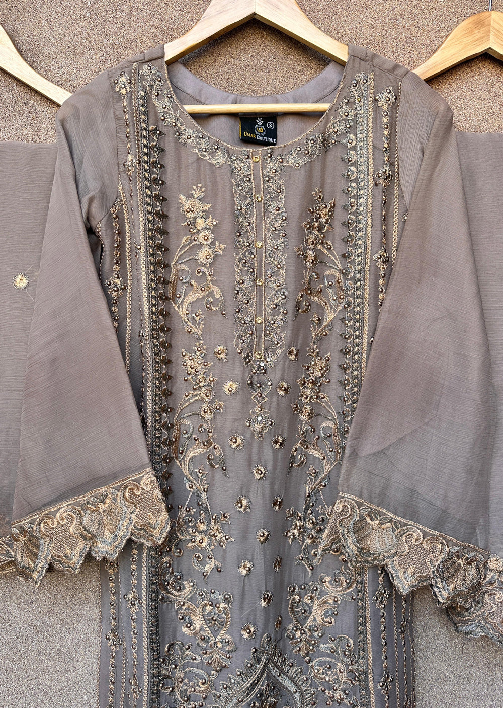 UJK-02 - Brown - Readymade - Florine Chiffon Suit 2025 - Memsaab Online