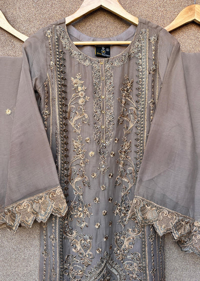 UJK-02 - Brown - Readymade - Florine Chiffon Suit 2025 - Memsaab Online