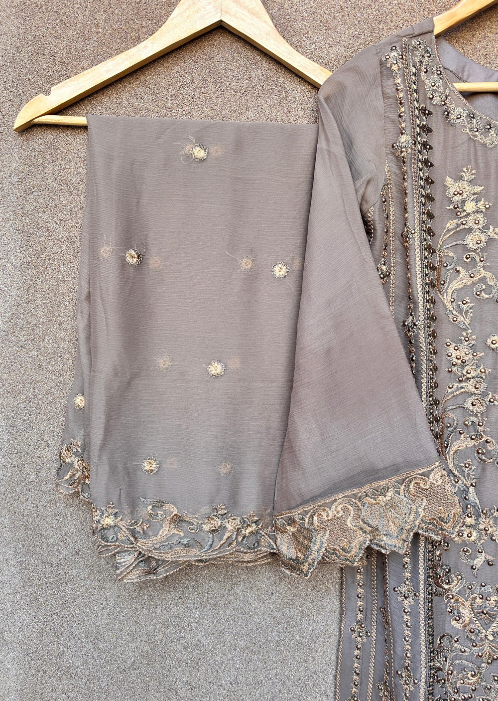 UJK-02 - Brown - Readymade - Florine Chiffon Suit 2025 - Memsaab Online