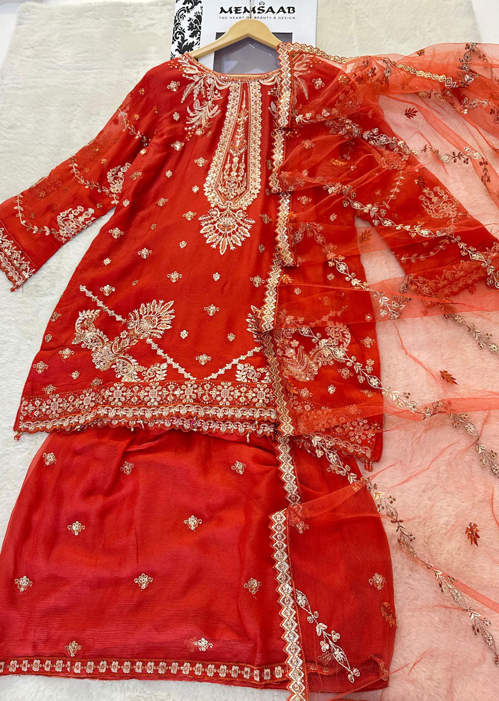 WA-377-I - Coral Readymade - Ramsha Suit 2024 - Memsaab Online