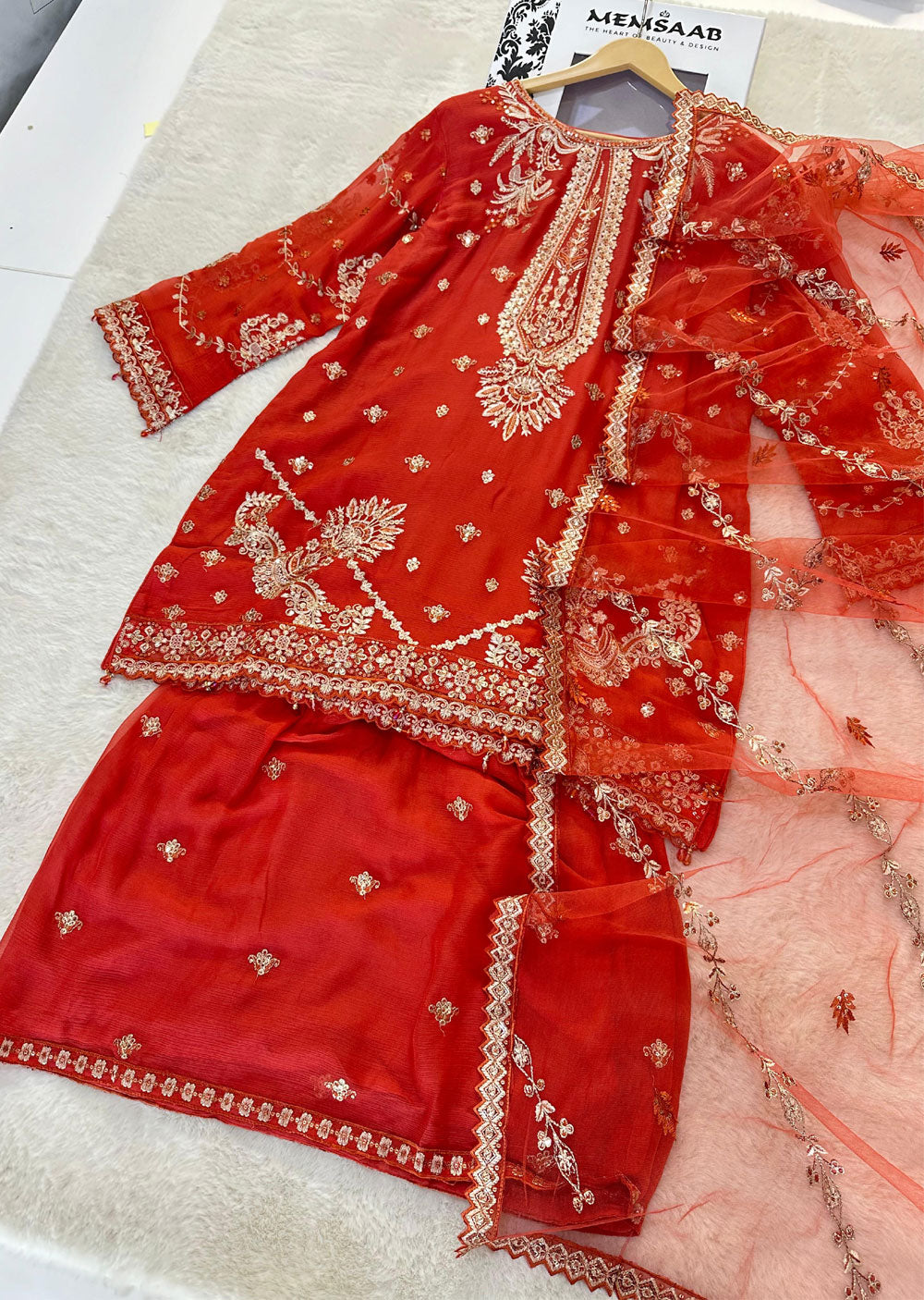 WA-377-I - Coral Readymade - Ramsha Suit 2024 - Memsaab Online