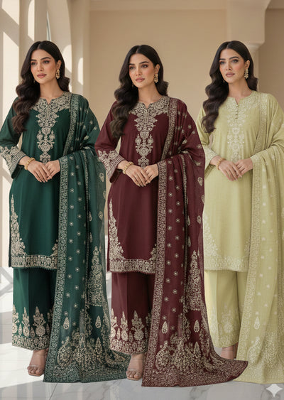 SMRF-20 -Readymade luxury Khaddar Suit 2025 - Memsaab Online
