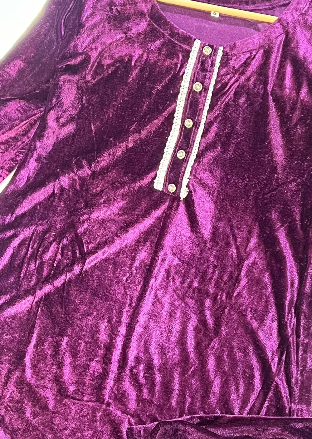 ASK402 D.Purple Readymade 2 Piece Velvet Suit - Memsaab Online