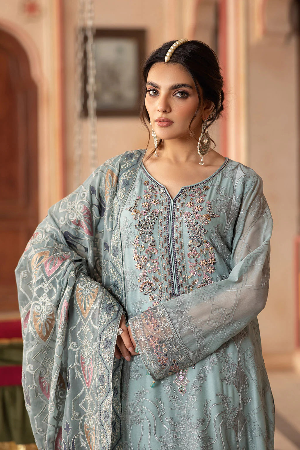 T-302- Readymade- DASTAN BY RAMSHA Premium Chiffon Suit 2025 - Memsaab Online