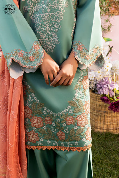 HSS-367- Readymade Green Heeras Suit - Memsaab Online