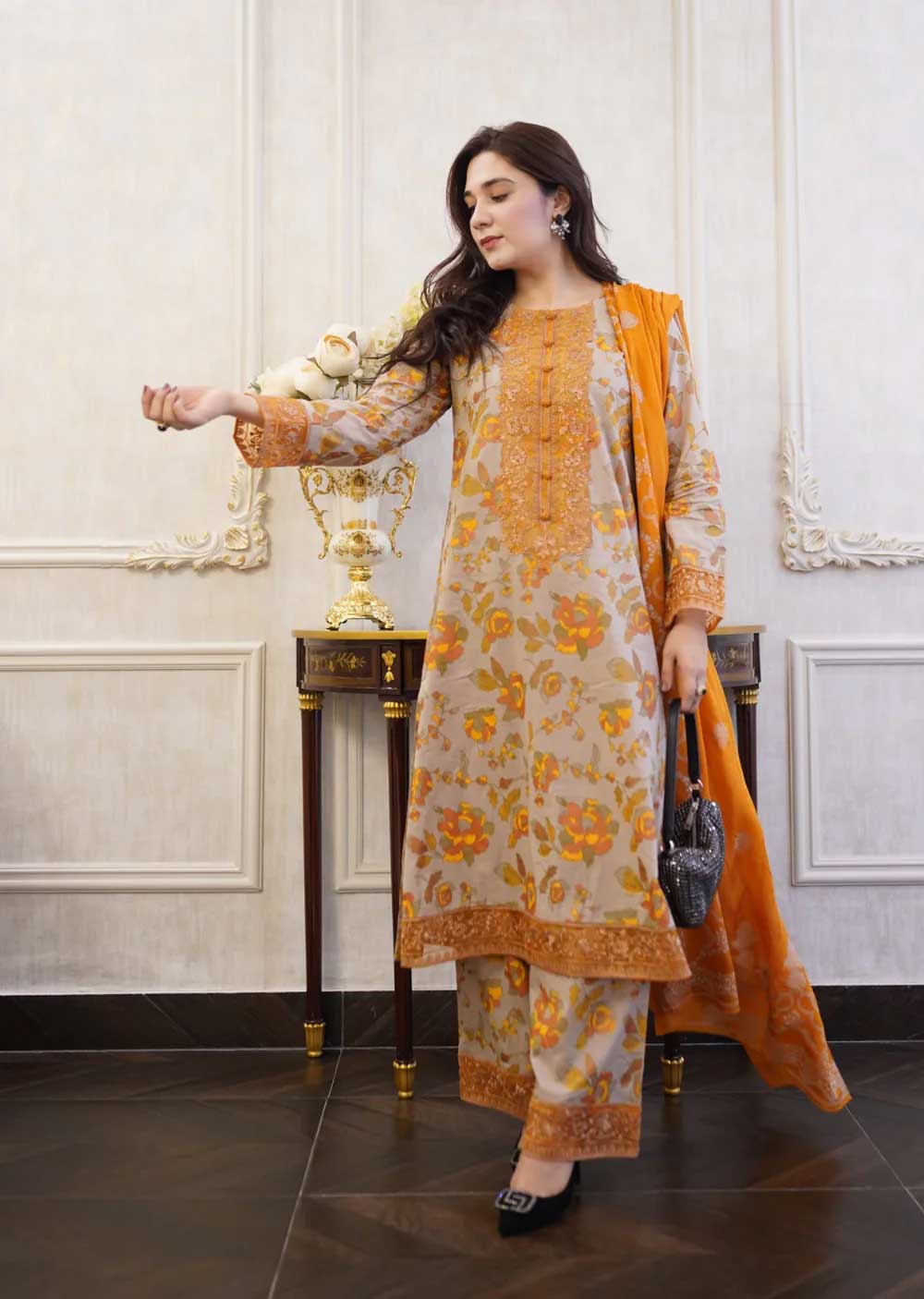 Merium Pervaiz - Emilia- Readymade Lawn Suit - Memsaab Online