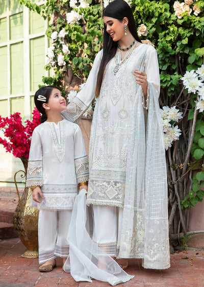 SF3106 White Readymade Mother & Daughter Suit - Memsaab Online