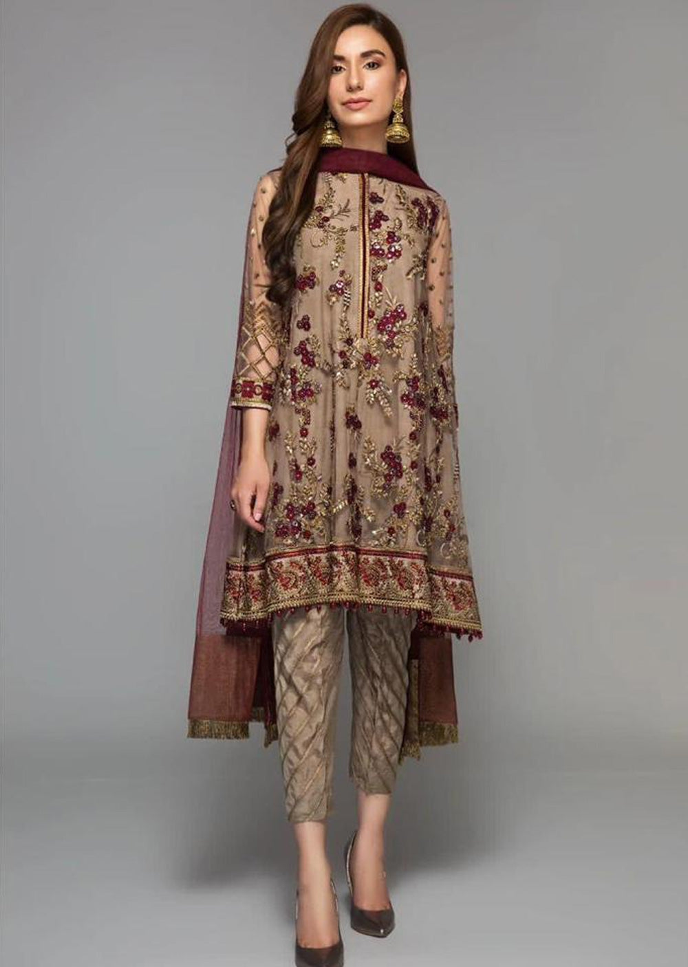 Flaxen - Readymade - Baroque Net Suit 2024 - Memsaab Online