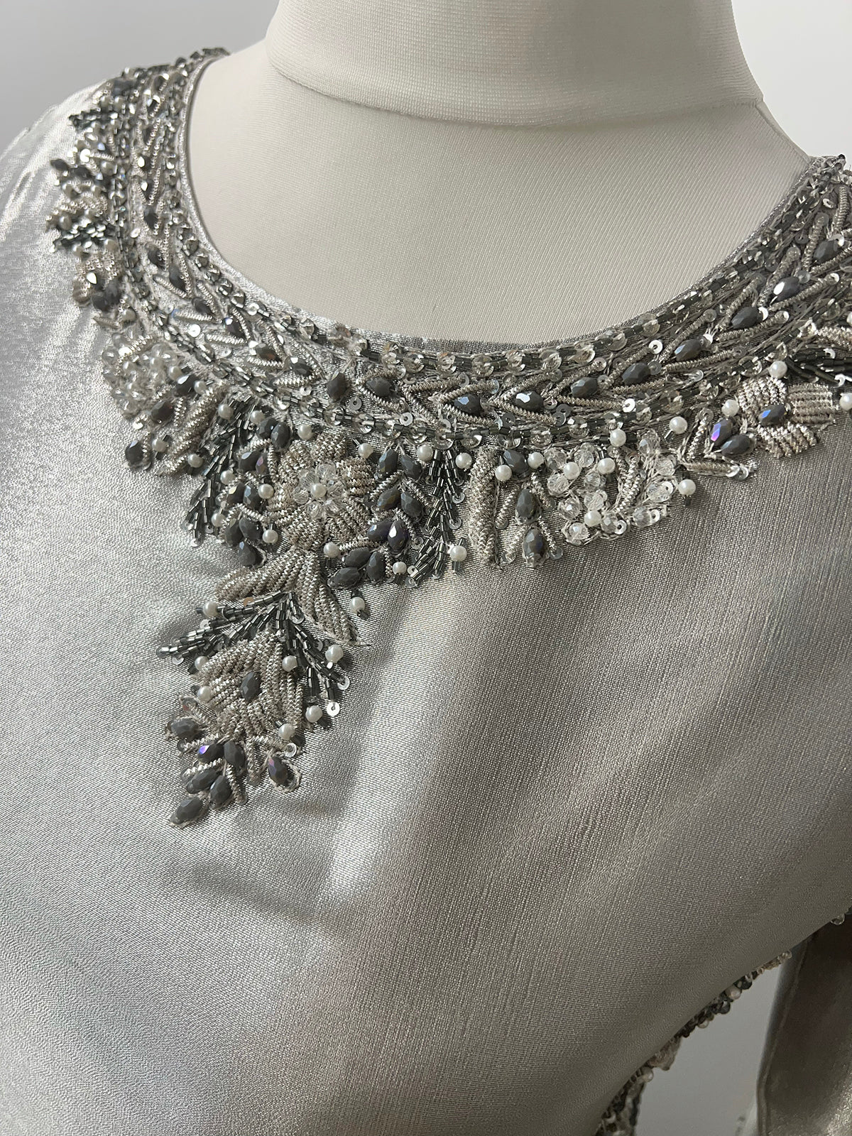 SRB1409-Readymade Grey Le Roux - Wedding Sharara Dress - Memsaab Online