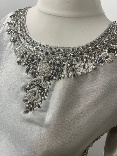 SRB1409-Readymade Grey Le Roux - Wedding Sharara Dress - Memsaab Online