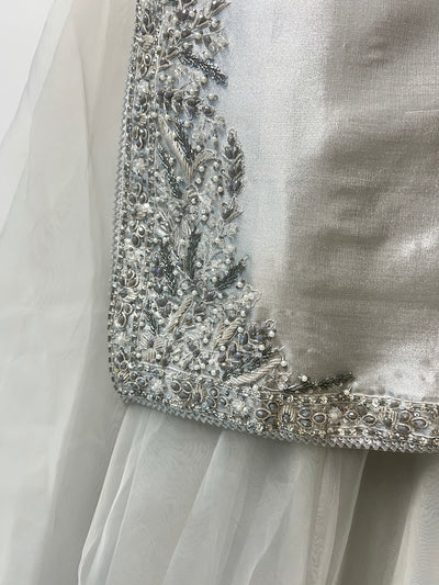 SRB1409-Readymade Grey Le Roux - Wedding Sharara Dress - Memsaab Online