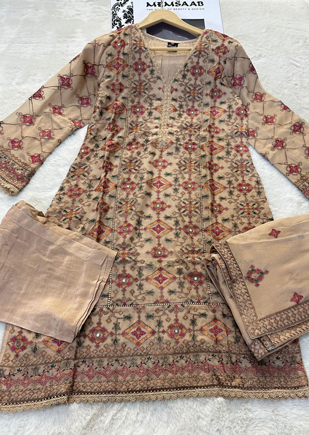 WA-360-H - Dark Gold Readymade - Ramsha Suit 2024 - Memsaab Online