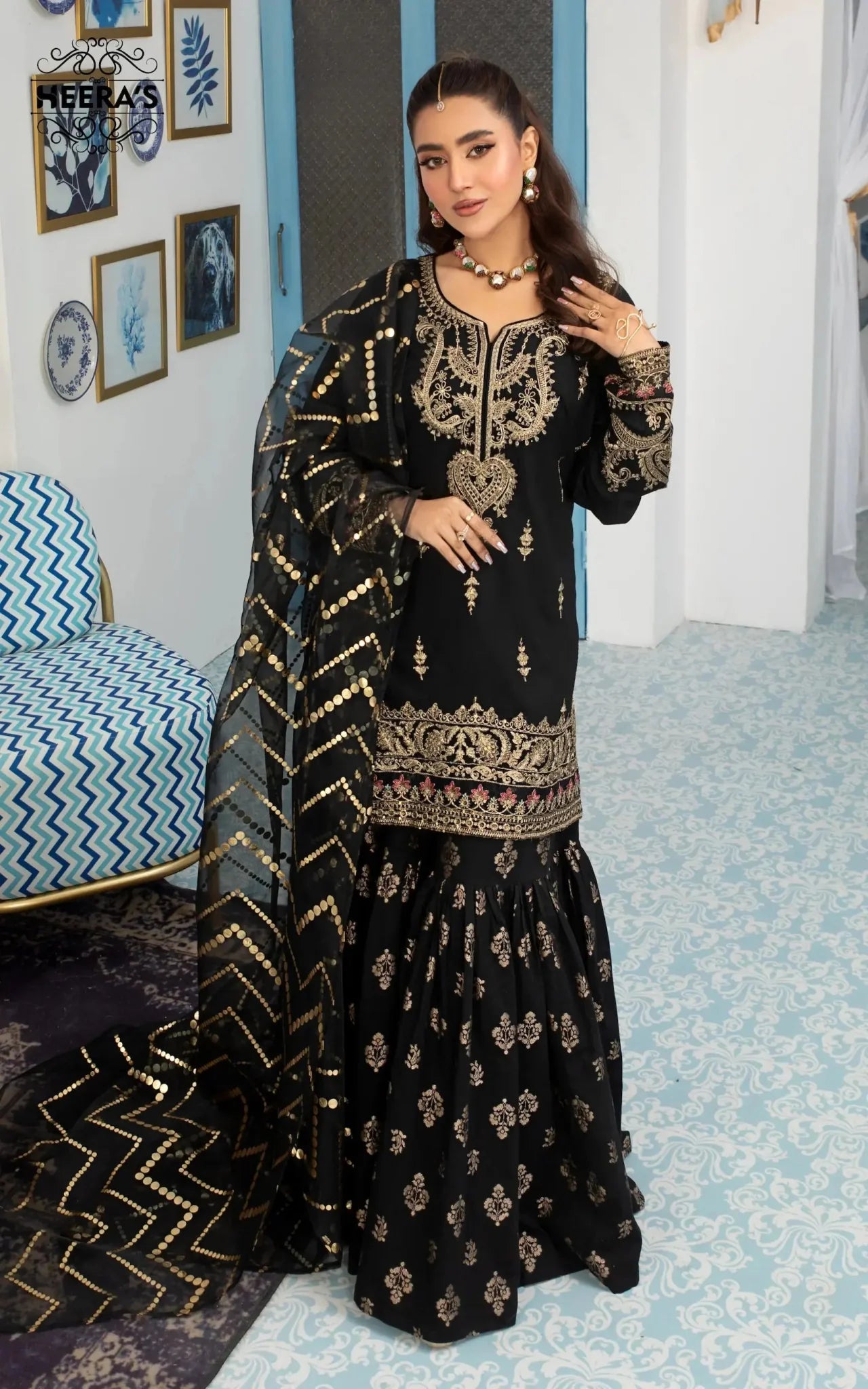 HSS-356- Readymade GLAMOUROUS GHARARA Heeras Suit - Memsaab Online