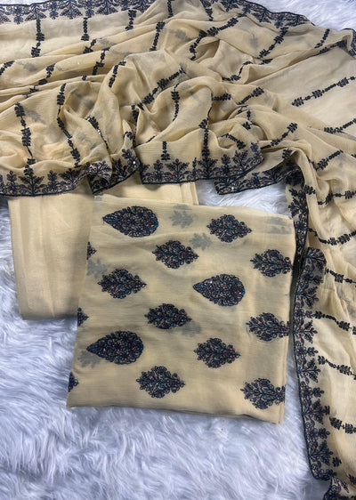 AMN-01 - Unstitched - Amna Chiffon Suit 2025 - Memsaab Online