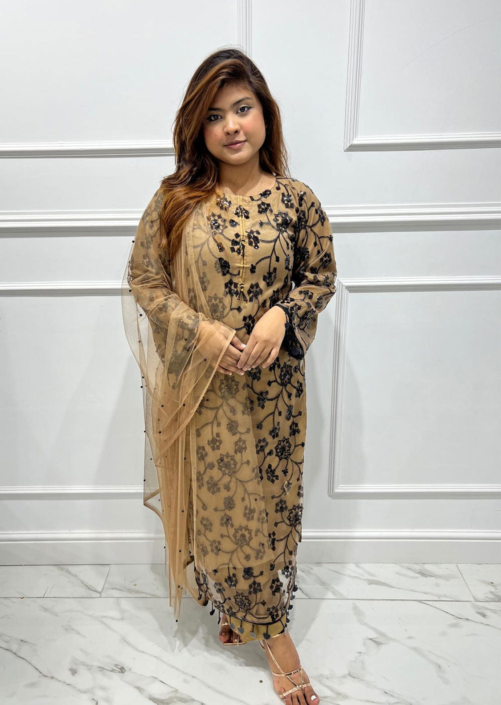 RGZ3004 Readymade Brown Mummy n Me Sequence Suit - Memsaab Online