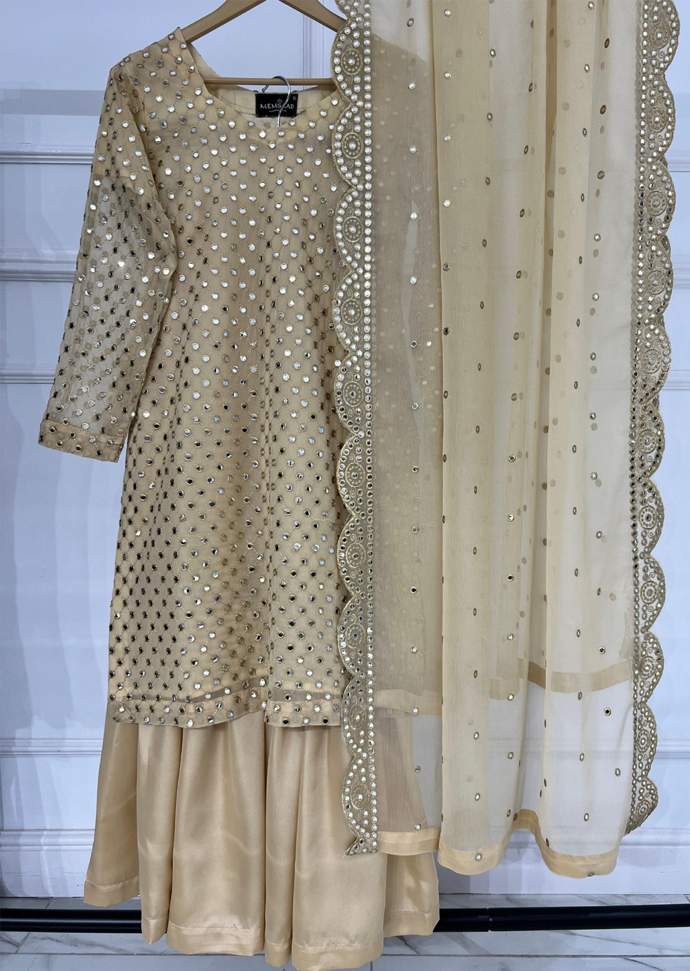 SMR3101 Rose - Gold Readymade Chiffon Suit - Memsaab Online