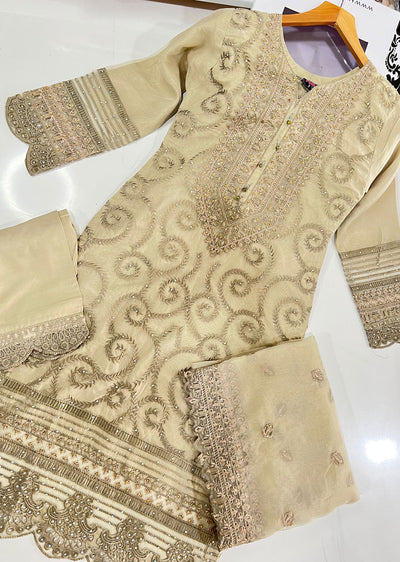 BP1112 Gold Readymade Organza Suit - Memsaab Online