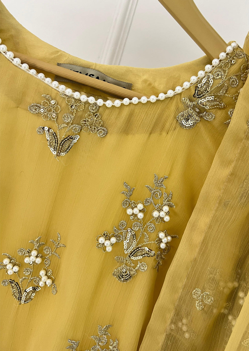 SMR3109 Rehem Dil - Gold Chiffon Suit - Memsaab Online