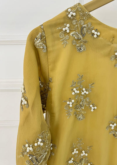 SMR3109 Rehem Dil - Gold Chiffon Suit - Memsaab Online