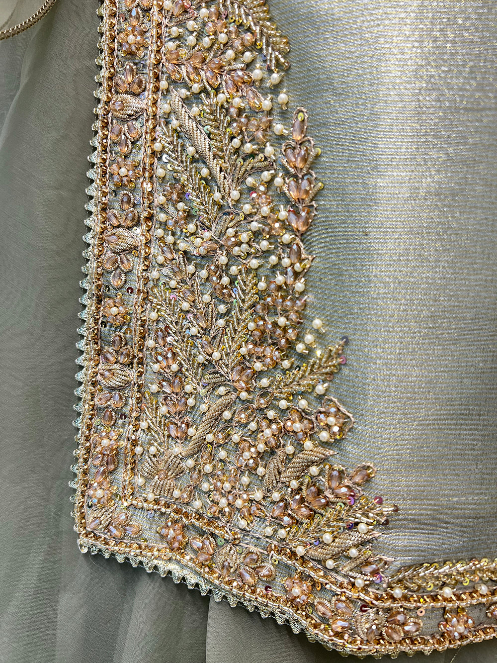 SRB1408 - Saiyaara - Sage Green Sehrish B Designer - Memsaab Online
