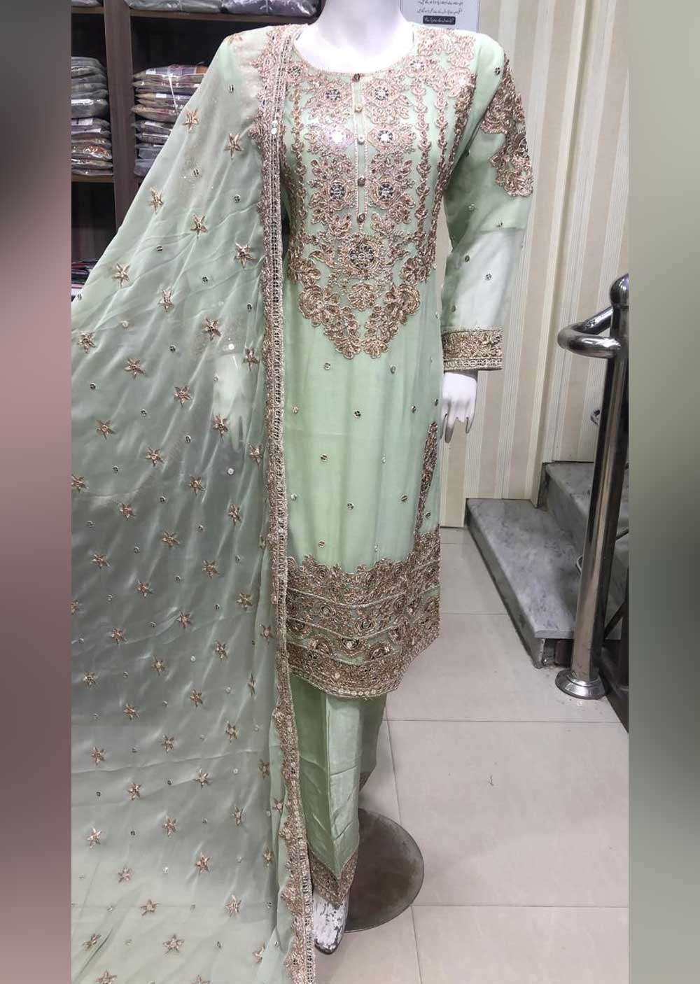 SHAZ6570 Green Readymade Mother & Daughter Suit - Memsaab Online