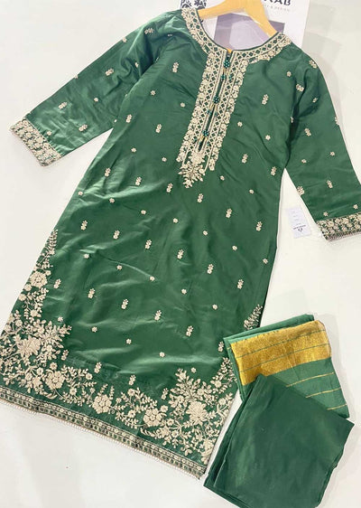 KLD314 / KLD1009 Dinah - Green Readymade Khadi Net Suit - Memsaab Online