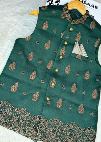 HM-46 Mens Premium Green Waistcoat - Memsaab Online