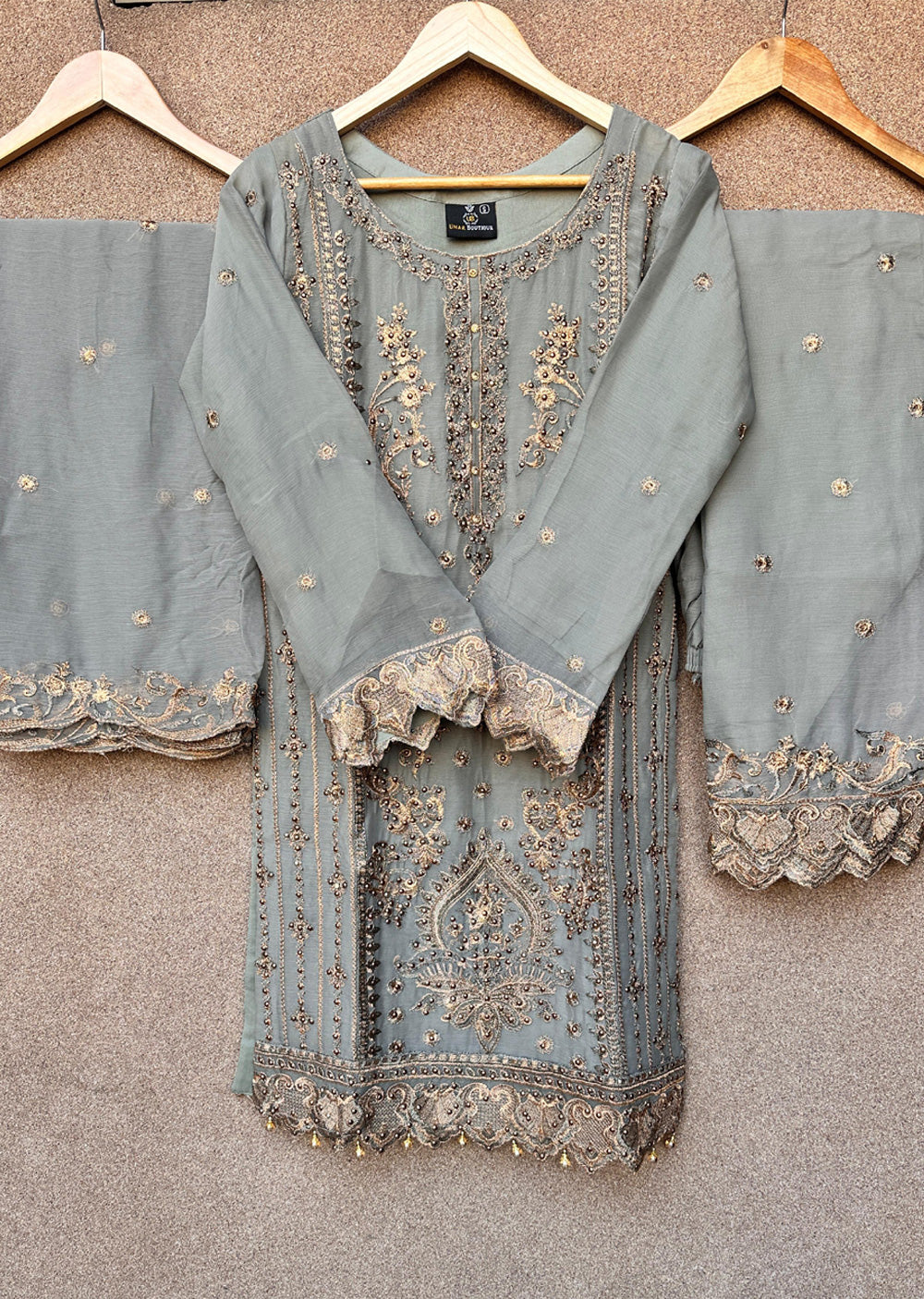 UJK-02 - Green - Readymade - Florine Chiffon Suit 2025 - Memsaab Online