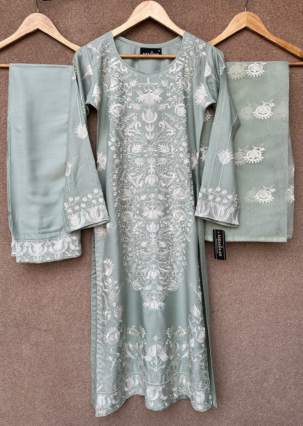 HK300 - Green - Readymade - Mother & Daughter Linen Outfit 2025 - Memsaab Online